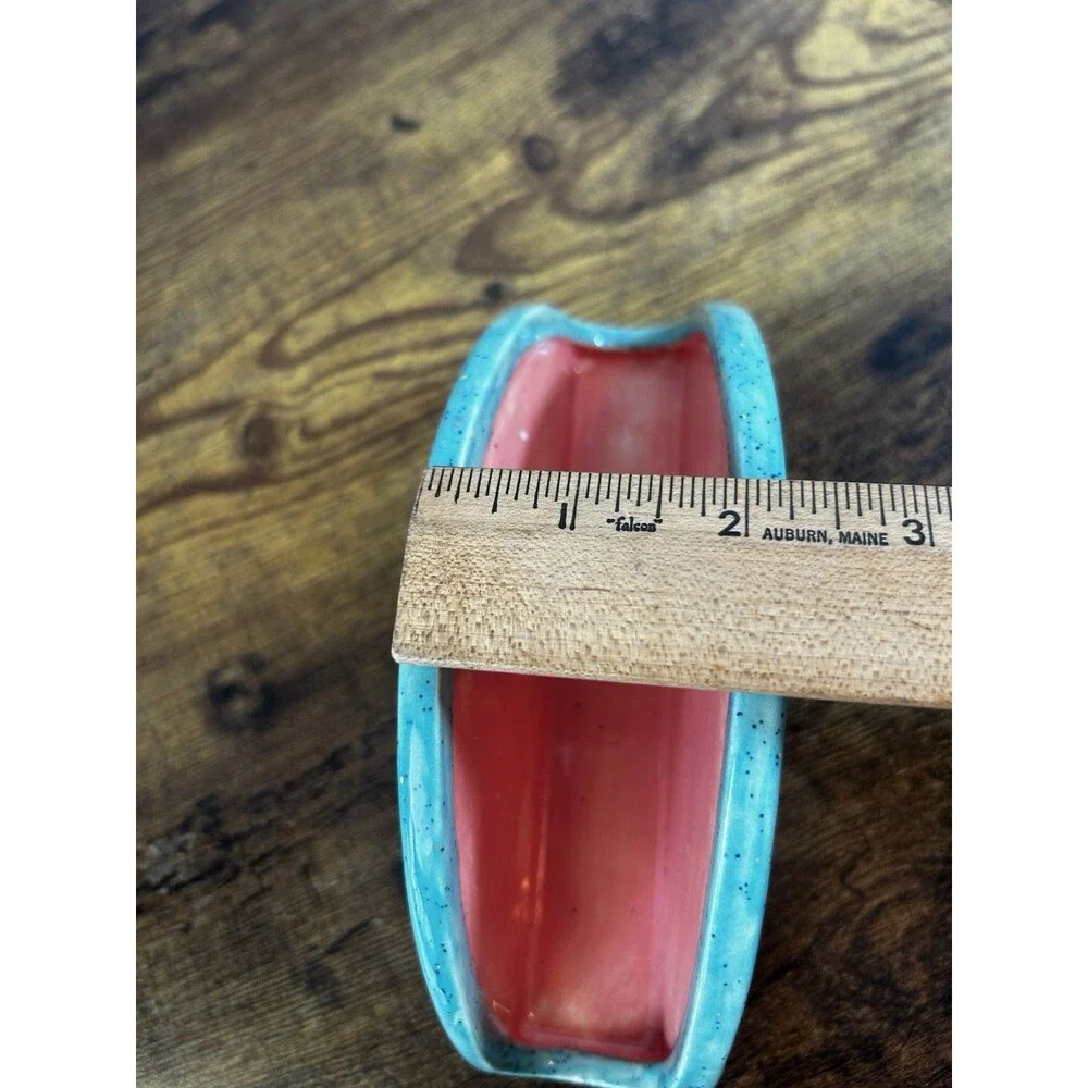 Vintage Ceramic Napkin Holder Coral Teal Speckled Retro Kitchen Decor Stand MCM